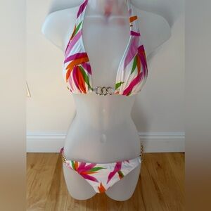 Tropical Bikini Set with Gold Ring Detail
